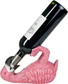 Produktbild: BRUBAKER Weinflaschenhalter durstiger Flamingo - Flaschenhalter Trinkende Tiere - Flaschenständer lustig - Rosa Vogel Deko Figur Handbemalt Bar Weinzubehör - Witzige Dekoration Wein Geschenk