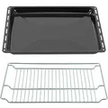 Produktbild: ICQN Backblech Gitter Set 46,5 × 37 × 3 cm, Kompatibel mit Siemens, Bosch, Beko, Constructa, Neff & Amica, Emaillierte Backbleche für Backofen & Herd