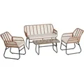 Produktbild: tectake Rattan-Sitzgruppe, Natur, Kunststoff, Rechteckig, Gartenmöbel, Gartenmöbel-Sets