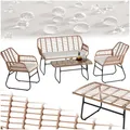 Produktbild: tectake® Outdoor Rattan Sitzgruppe, Möbel, Balkonmöbel, Gartenmöbel Set mit 1x Gartenbank, 2X Stühle + Tisch, Balkonmöbelset für Garten, Terrasse, Balkon - Natur