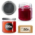 Produktbild: KADAX 50er Set Einmachgläser 200 ml mit Twist-Off Deckel Ø 66 mm – Dickwandige, luftdichte Dessertgläser, spülmaschinenfest, ideal für Marmelade & Eingemachtes