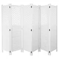 Produktbild: Paravent MCW-A84, Raumteiler Trennwand Sichtschutz, Ornamente 170x245cm, weiß