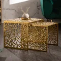 Produktbild: Handgearbeiteter Couchtisch ABSTRACT 50cm 2er Set gold im Gap Design