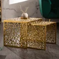 Produktbild: Handgearbeiteter Couchtisch ABSTRACT 50cm 2er Set Alu Gold Gap Design handmade