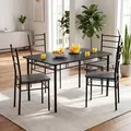 Produktbild: CASARIA® Esstisch mit 4 Stühlen Holz 5-tlg Set Metall 110x70cm Industrial Modern Esszimmer Küche Stühle Tisch Möbel Essgruppe Sitzgruppe Leo A... - Grau