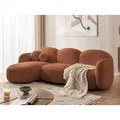 Produktbild: Nuvola - Moderne Ecksofa L-Form aus Terrakotta Bouclé-Stoff mit abgerundetem Design und hohem Sitzkomfort - Orange
