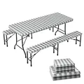 Produktbild: VOUNOT Outdoor Tischdecken 3er Set, Elastische Rechteckige Gartentischdecke, Geeignet für Garten, Balkon und Camping, Abwaschbar Abwischbar Wetterfest, 183cm