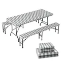 Produktbild: Tischdecken 3er Set Rechteckig 183cm Elastisch Wetterfest VOUNOT Outdoor