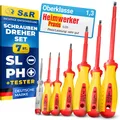 Produktbild: Elektriker Schraubendreher-Satz 7-tlg – Kreuz/Schlitz Schraubenzieher-Set mit...