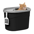 Produktbild: Iris Ohyama Katzenklo mit Schaufel, bis 7 kg, Schwarz/Grau, mit Deckel, Katzentoilette, leicht reinigen, Für große Katzen, Kätzchen, geschlossen, XXL Toilette, BPA-frei, Cat Litter Box, TECL-20