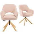 Produktbild: DUBI Möbel 2er Set Esszimmerstühle höhenverstellbar, Bürostühle & Konferenzstühle, 360° drehbar mit Taschenfederkern, ergonomisch gepolstert, Eichegestell, Stoff Rosa, Modell Mika-Amia