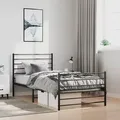 Produktbild: vidaXL Bettgestell mit Kopf- und Fußteil Metall Schwarz 100x190 cm