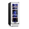 Produktbild: Klarstein Weinkühlschrank 2 Zonen, 53L Getränkekühlschrank, Kleiner Einbau-Weinschrank Schmal, Wein-Kühlschrank mit Glastür, Indoor/Outdoor Flaschenkühlschrank, Wine Fridge für 17 Flaschen