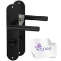 Produktbild: ERGO line Schwarz Türbeschlag SIGMA, Renovierungsgarnitur für Badtüren (WC), Langschildgarnitur Renovierung Drückergarnitur Türklinke Schwarz, Türdrücker, Türgriff