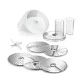 Produktbild: Bosch Zubehör-Set VeggieLove MUZ5VL1, Durchlaufschnitzler inklusive 5 Scheiben (Schneid-Wende-Scheibe, Raspel-Wendescheibe, Reibescheibe mittelfein, für Asia-Gemüse und Rösti) für Serie 4 und Serie 2