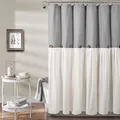 Produktbild: Lush Decor Duschvorhang aus Leinen, 183 x 183 cm, Grau und Weiß