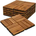 Produktbild: 2m2 Holzfliesen Terrassenfliesen Holz Fliesen Mosaik 30x30 cm - 22 STK Balkonfliesen wetterfest aus Akazienholz mit Klicksystem für Terrasse Balkon - Braun