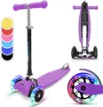 Produktbild: fun pro ONE Kinder Roller – 3 Räder, für 3-6 Jahre, Klappbar & Höhenverstellbar, LED Räder, Schwerkraftlenkung, bis 50 kg, Scooter Kinder, Roller Kinder, Lila