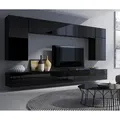 Produktbild: Große Wohnwand mit viel Stauraum in schwarz Hochglanz CAIRNS-132, b/h/t ca. 300/200/43 cm