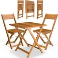 Produktbild: CASARIA® Balkonmöbel Set 2 Personen Wetterfest Holz Vormontiert Klappbar 110kg Belastbarkeit Balkon Garten Terrassenmöbel Gartenmöbel 3-Tlg Akazie - Braun