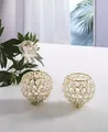 Produktbild: Artra Design GmbH Kristall Kerzenständer Marie 2er Set Kugel 10 cm in Gold Teelichthalter Kerzenhalter Tafel Hochzeit Feier Teelichthalter Kerzenleuchter Tischdeko Gastgeschenke