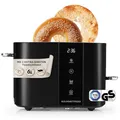 Produktbild: GOURMETmaxx Toaster Kurzschlitz für 2-Scheiben | Schwarzer Toaströster mit 6 Bräunungsgraden und Ready-2-eat-Countdown | Elektrisches Küchengerät mit Touchdisplay, Brötchenaufsatz & Aufwärmfunktion