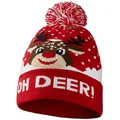 Produktbild: dressforfun 303622 Unisex Weihnachts Bommel Mütze OH DEER, lustiges Rentier, rot weiß