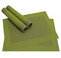 Produktbild: matches21 HOME & HOBBY Platzset Tischset BORDA 4er Olivgrün Tischunterlage als Tischdeko, (4-St), modernes Esstisch Platzdeckchen als abwaschbarer Tischuntersetzer