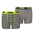 Produktbild: Puma Unisex Kinder Boys Everyday Striped Boxers Unterwäsche, Fluo Yellow/Grey, 128 EU