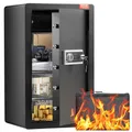 Produktbild: VEVOR Safe Tresor mit feuerfester Geldtasche, Einzeltür-Safe 4 Kubikfuß, 2 Trennwände, digitaler Möbeltresor mit Schlüssel Code, Wertsachenbox für Geld Schmuck, Geldtresor Schwarz