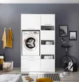 Produktbild: Waschmaschinenschrank Trockner Schrank Wäscheschrank 117 cm Weiß Clara Respekta