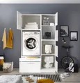 Produktbild: Waschmaschinenschrank Trockner Schrank Wäscheschrank 117 cm Weiß Clara Respekta