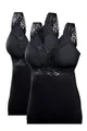 Produktbild: Toker Collection Damen Unterhemd BH Hemd ohne Bügel mit weicher elastischer Spitze im 2er Pack aus Reiner Baumwolle, mit elastischer Spitze (DE/NL/SE/PL, Numerisch, 40, 42, Regular, Regular, Schwarz)