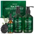 Produktbild: Teebaum-Shampoo- und Spülungsset 100% rein Teebaumöl gegen Schuppen Geschenk Set