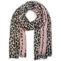 Produktbild: styleBREAKER Modeschal Weicher Schal mit Leoparden Print und Streifen, (1-St) braun|rosa