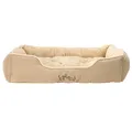 Produktbild: Dehner Tierbett Hunde-/Katzenbett Sammy, beige, versch. Größen, hochwertiges Hundebett/Katzenbett, mit herausnehmbarem Liegekissen