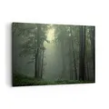 Produktbild: Wandbilder Dekoration Wohnzimmer Wald Nebel Baum Bilder auf Leinwand 120x80cm Leinwandbild mit Rahmen Schlafzimmer Küche Deko Wand Kunstdruck Art Groß XXL Wanddeko Bild Wall Decor Canvas AA120x80-3543