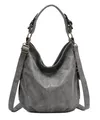 Produktbild: ITALYSHOP24 Schultertasche DAMEN SHOPPER Hobo Bag Umhängetasche Handtasche City Bag Cross-Over (Spar-Set: Henkel Tasche mit Schultergurt, Workbag Leder Optik, 2-tlg., mit Henkel und Schultergurt), Damentasche Freizeit Abend Leder Optik Henkeltasche Reise Crossbody