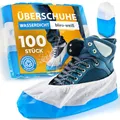 Produktbild: ISC Hygiene & Safety 100x Schuhüberzieher wasserdicht blau-weiß von Überschuhe Verstärkt Extra Stark >9g - Rutschfeste Überzieher für Schuhe - Einheitsgröße, Überziehschuhe Einweg Mehrweg Galoschen