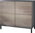 Produktbild: Vladon Kommode Rova V3, Moderner Küchenschrank mit 4 Push-to-Open Türen Anthrazit matt / Eiche Nordic (92,5 x 83.5 x 35)