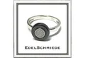 Produktbild: Edelschmiede925 Silberring schmaler Ring Keramik Top + Zirk (schwarz) Größe 57