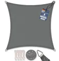Produktbild: bonsport Sonnensegel Quadrat wasserdicht 2x2 m Graphit - Sonnenschutz quadratisch mit UV-Schutz für Garten, Balkon Terrasse, Camping