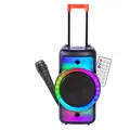 Produktbild: Fontastic Party Lautsprecher Rokka - tragbarer Trolley-Bluetooth Lautsprecher mit USB-Wiedergabe, AUX, MicroSD, LED-RGB Lichteffekten & Aufnahmefunktion - Karaoke Box mit Mikrofon - Schwarz