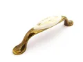 Produktbild: SO-TECH® Möbelgriff Porzellangriff VENUS Messing Antik / Cremefarbig BA 96 mm, Griff Schrankgriff Schubladengriff - incl. Schrauben