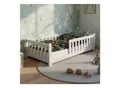 Produktbild: Juskys Kinderbett Naya 90x200 cm - Bett mit Rausfallschutz & Lattenrost - Holz Bodenbett Kinder Weiß