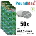 Produktbild: 50x AG4 376/377 LR66 SR626 SR626SW 1,5 V PoundMax Alkaline Knopfzellenbatterien
