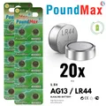 Produktbild: 20x AG13 LR44 PoundMax Alkaline Knopfzellenbatterie A76, G13, L1154, SR4  1,5V