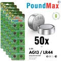 Produktbild: 50x AG13 LR44 PoundMax Alkaline Knopfzellenbatterie A76, G13, L1154, SR4  1,5V
