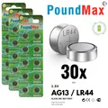 Produktbild: 30x AG13 LR44 PoundMax Alkaline Knopfzellenbatterie A76, G13, L1154, SR4  1,5V