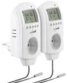 Produktbild: revolt Thermoschalter: 2er-Set digitale Steckdosen-Thermostate für Klimageräte, Sensor, 3680W (Steckdosenthermostat Frostwächter, Steckdosen-Thermostat mit Fühler, Steckdose Schalter)
